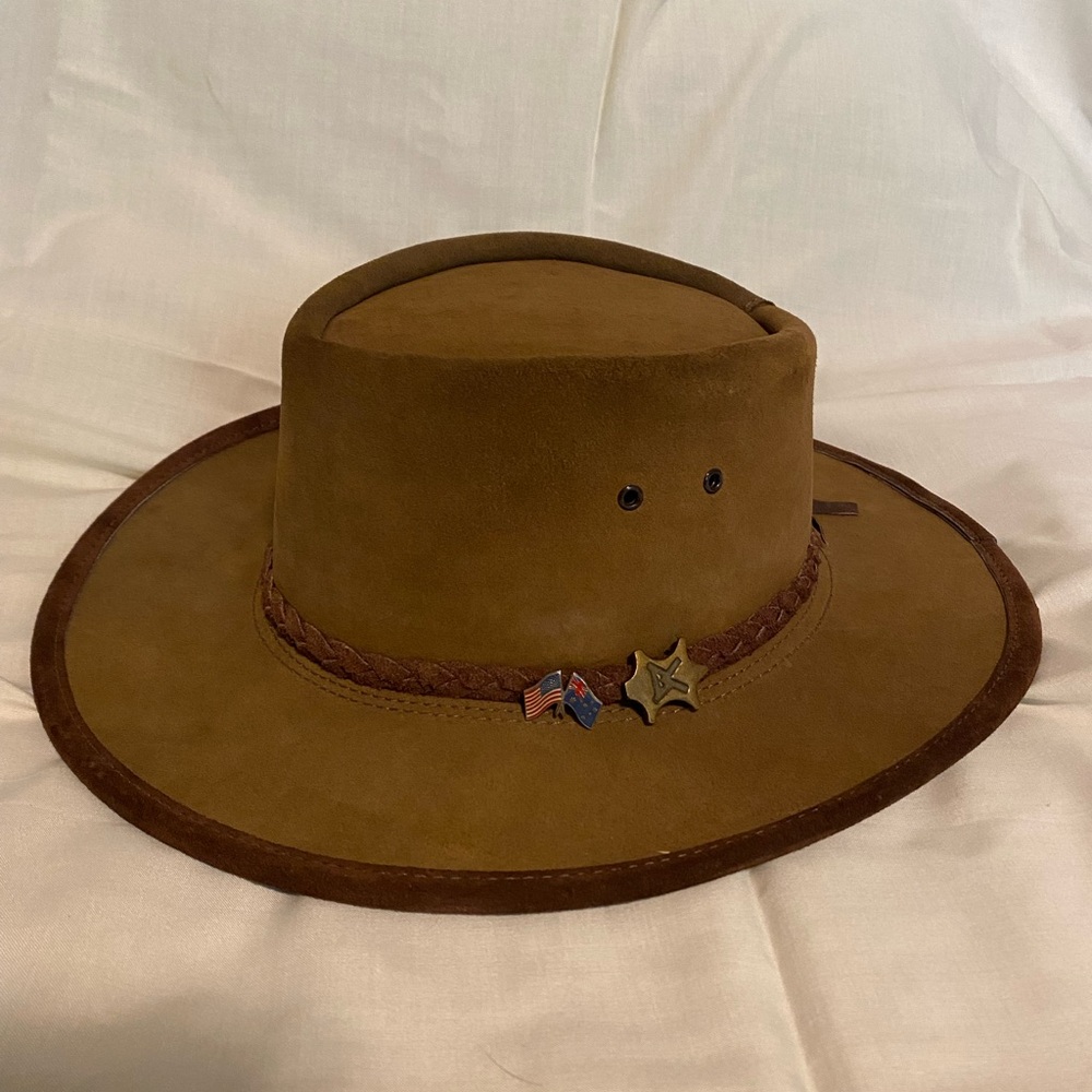 Vintage BC HATS Australian Made Steer Hide Hat LARGE